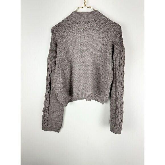 Anthropologie Women’s Size Small Grey Cable Knit Cozy Chunky Sweater - Picture 7 of 7